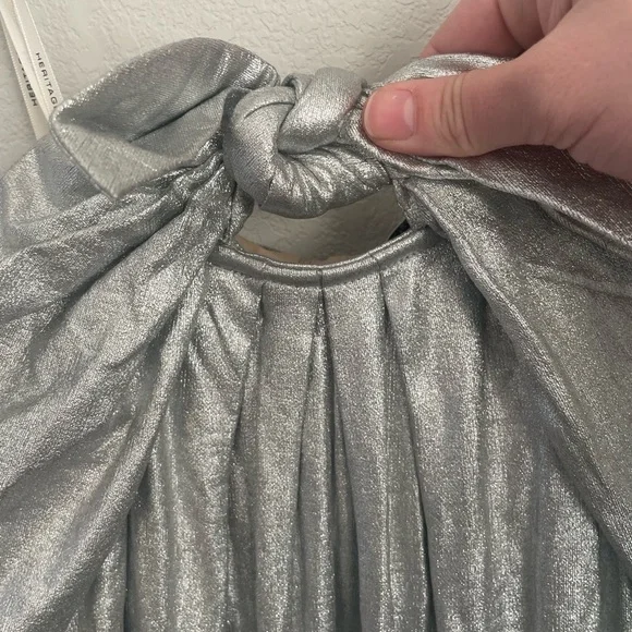 NWT Halston Heritage Strapless Metallic Silver Formal Ball Gown Dress Size 8 - Picture 8 of 15